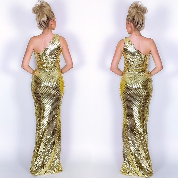 Gold Sequin Pageant Prom Homecoming Formal Dress - Picture 4 of 8